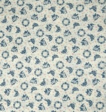 Vtg Ozark Calico Fabri-quilt Tiny Print Cotton Fabric Wreath House Bird BTHY x43