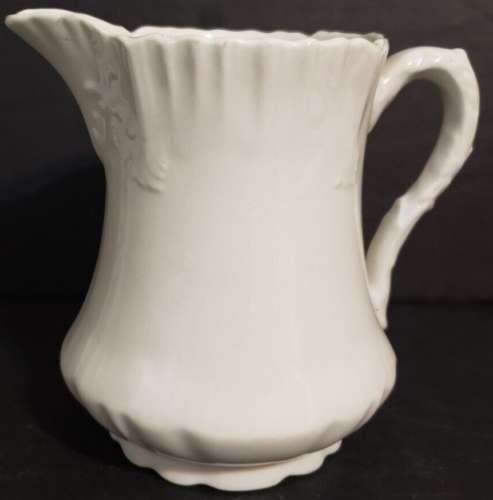 Vintage Etruria Mellor & Co. White Embossed Pitcher 6" Tall