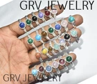 100pcs Small Rings Mixed Gemstone Silver Jewelry 925 Silver Plated Jewellery CH2