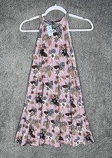 LOFT Halter Sleeveless Tiered Ruffle Dress Womens Size XSP Petite Pink Floral