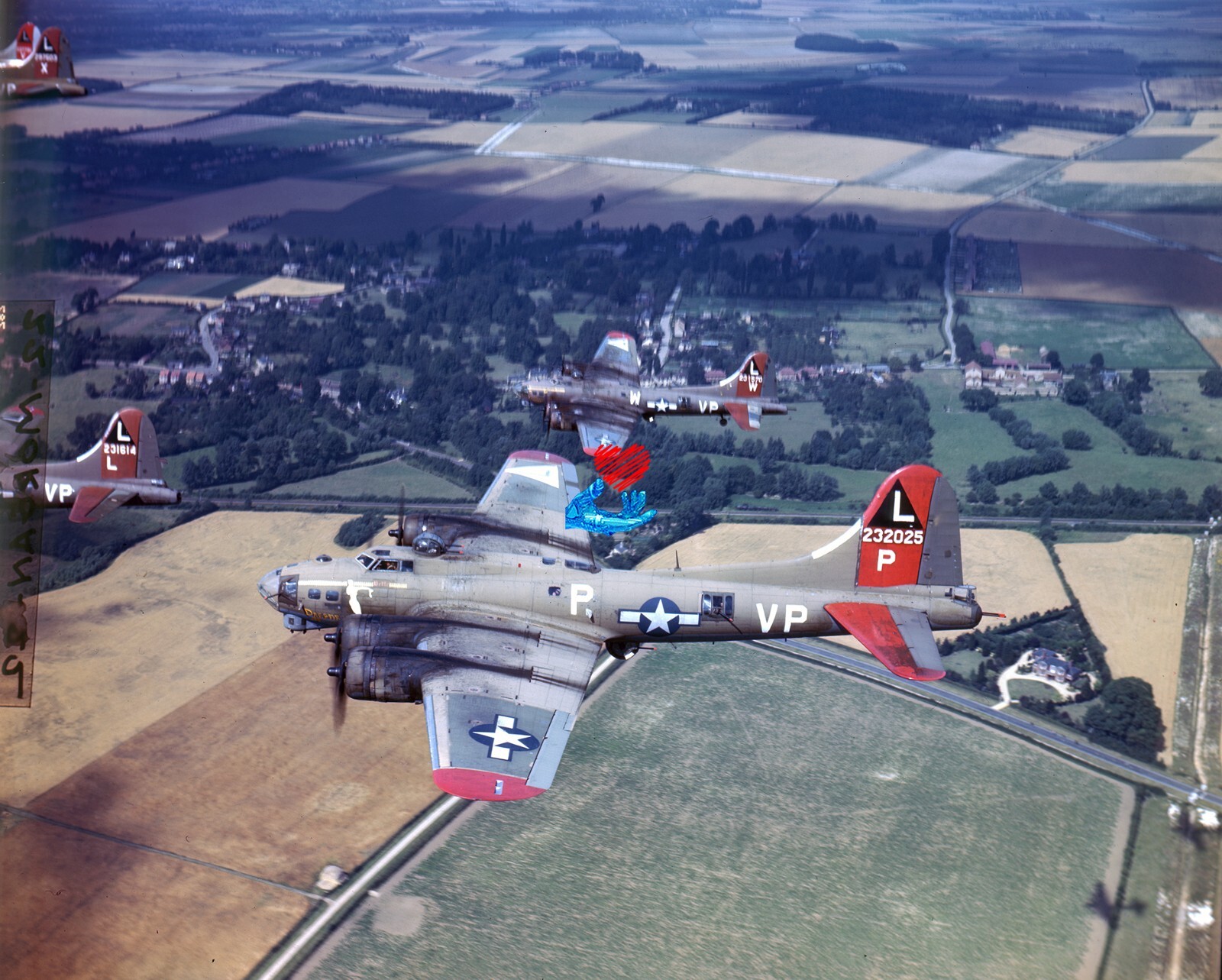 WW2 color photo series Boeing B 17G Fortresses 8AF 381st Bombardment