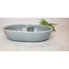 Vintage Bauer Brusche California Pottery Gray Divided Bowl Dish 9.25”x 6.5” MCM