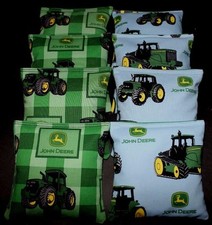Plaid Tractor Country with John deere fabric 8ACA Regulation Corn Hole Game Bags