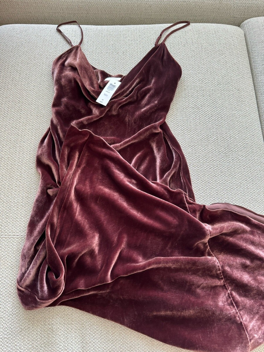 Wilfred Aritzia Spritz Velour Velvet Midi Dress In Truffle Burgundy Size S  NWT | eBay