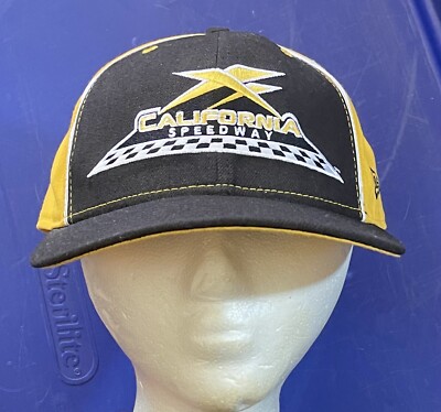 New Era Hat 5/8 California Speedway Race Fitted Cap NASCAR Racing Black  Gold