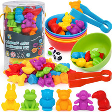 Color Sorting Toys for Toddlers 1-3,Counting Animals Matching Games Montessori E
