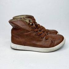 Kidpik Distressed High Top Sneakers Faux Leather Brown Side Zip Boys Big Kids Y6