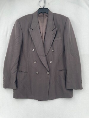 Double Breasted Suit Jacket Six button Front Long Color Brown USA