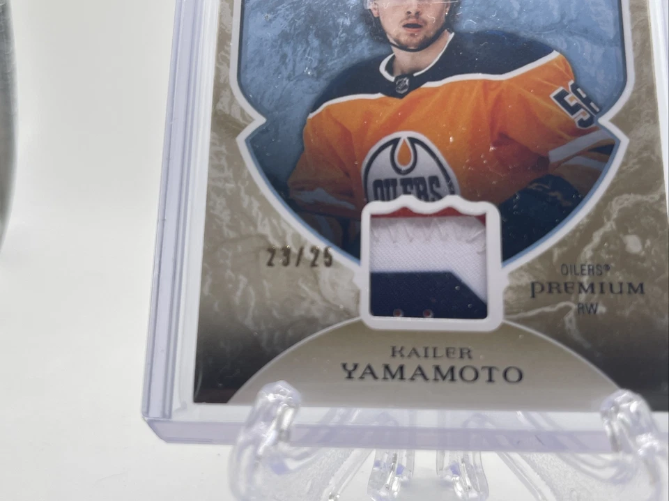 2022-23 UD Artifacts Kailer Yamamoto NHL Remnants #’d /25 Premium Patch Oilers!! - Image 2 of 3