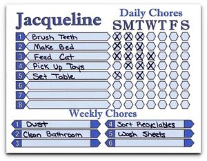 Weekly Chore Chart For Adults