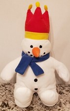 Talbots Kids Eden Snowman Plush White Blue Scarf Red Crown VHTF- RARE.