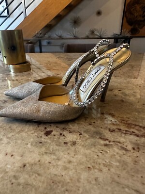 Gold Saeda 100 Jimmy Choo Saeda 100 Heeled Sandals In Gold/Crystal