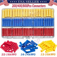 800/200PCS Insulated Electrical Straight Butt Wire Terminal Crimp Connectors Kit