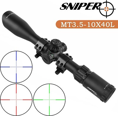 MT3.5-10x40L Rimfire Rifle Scope with Red/Green/Blue Illuminated Reticle