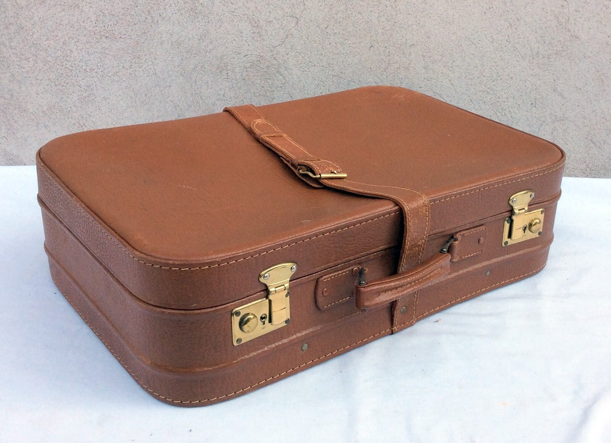 VALISE EN SIMILI CUIR ANCIEN VINTAGE VOYAGE VAL08