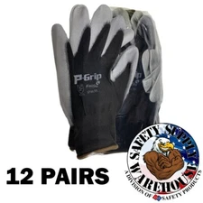 LIBERTY P-GRIP WORK GLOVES GRAY PU POLYURETHANE COATED PALM SP4638 (12 PAIR)