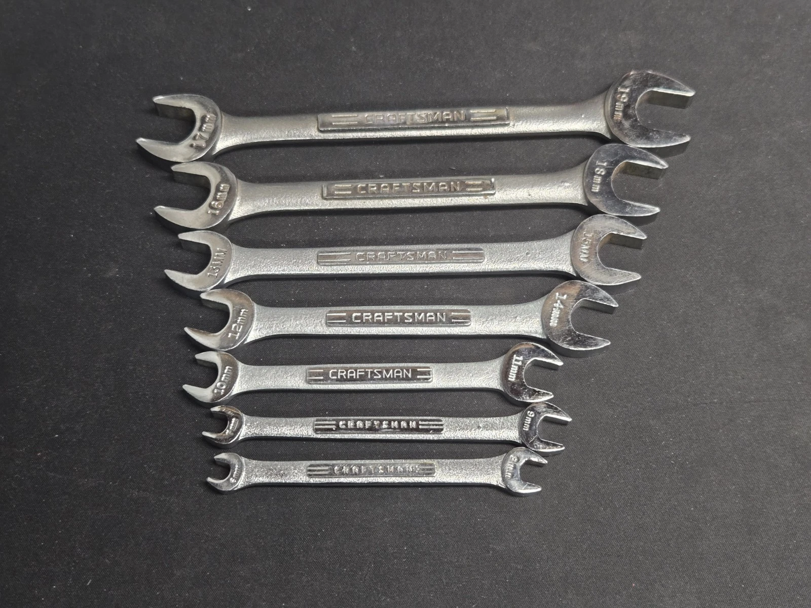 Vintage Craftsman 6mm X 19mm Open End Wrench Set, -VV- & -V- series, USA