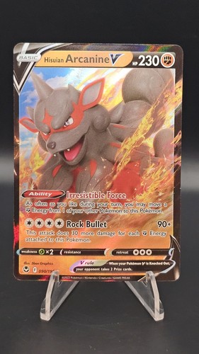 Hisuian Arcanine V 090/195 Swsh12 Sword & Shield Silver Tempest Holo Ultra Rare - Picture 1 of 2