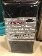 ***LADONA QUEEN SIZE BLACK FOOTLESS TIGHTS, (1X, 2X, 3X)***
