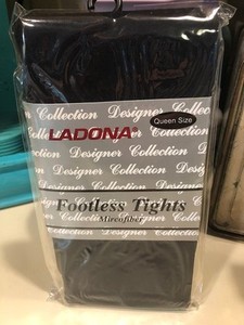 **LADONA QUEEN SIZE BLACK FOOTLESS TIGHTS, (1X, 2X, 3X)**