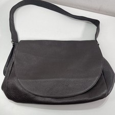 Eddie Bauer Brown Pebbled Leather Messenger Bag Work School Travel Organizer