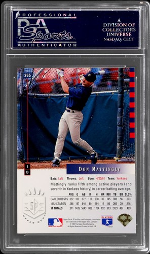 1993 SP Don Mattingly #265 PSA 10 gema de béisbol como nueva Yankees - Imagen 2 de 11