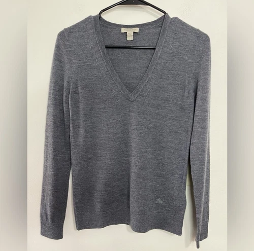 Maglione pullover Burberry Brit donna 100% lana merino extra fine scollo a V taglia S