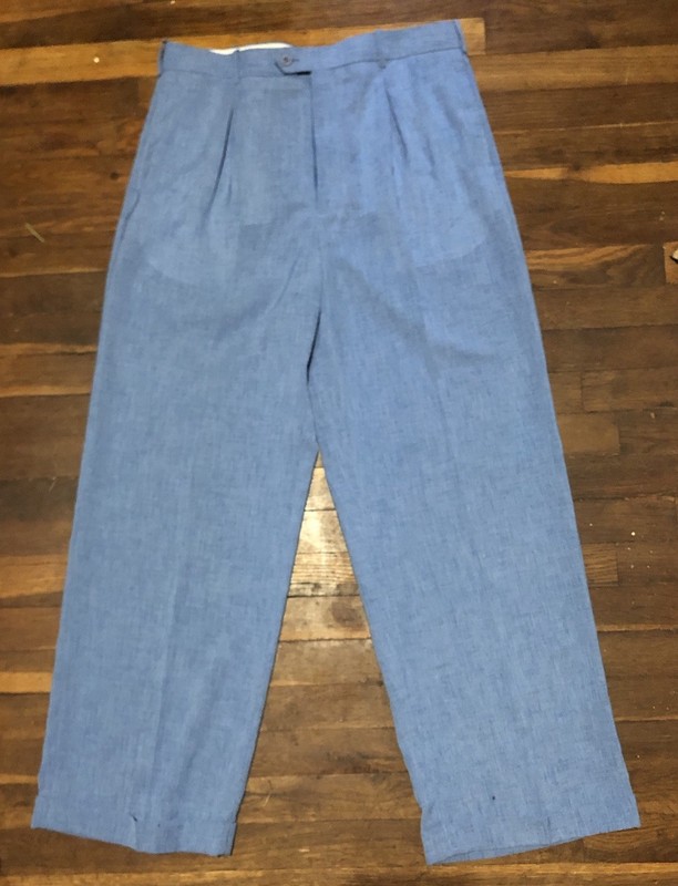 Pronti Collection by Phita Blue Silk Feel Flowing Pants, Size L/34