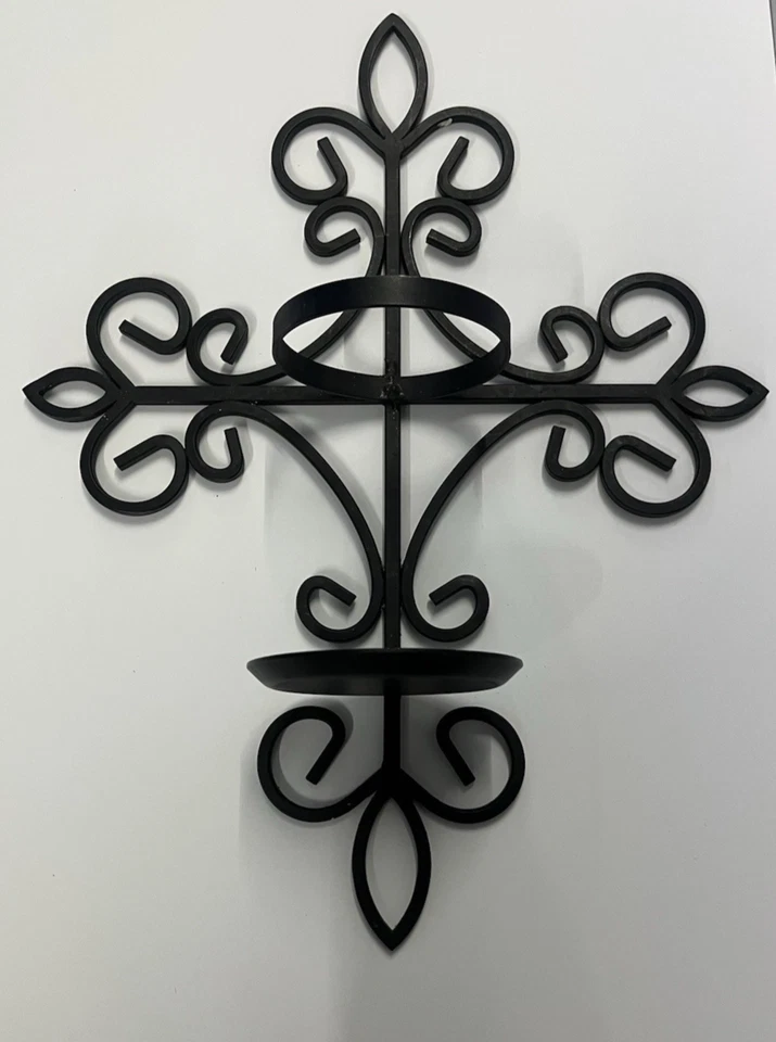 Southern Living at Home Santa Fe Iron Cross Hurricane Sconce – No Glass - Image 2 of 4