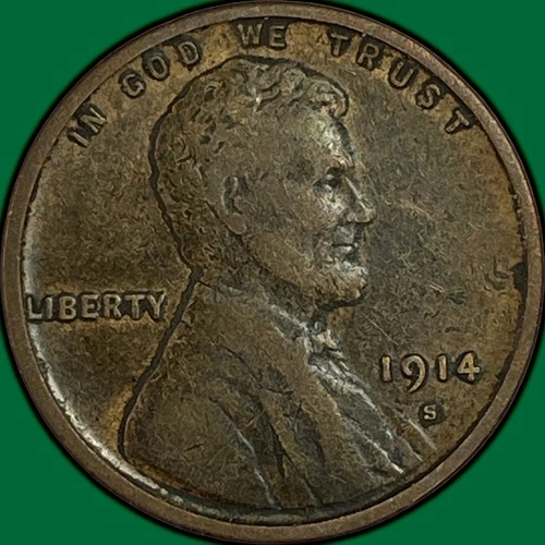 1914-S Lincoln Wheat Cent Very Fine VF Coin #35076