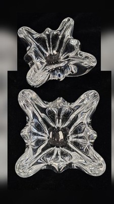 RARE Baccarat Crystal Free-Form Abstract Polylobed 6'' sq Sculptural BOWL ASHTRAY