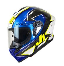 CASCO MOTO INTEGRALE JUST1 JGPR CARBON RACING REPLICA BALDASSARRI BLU GIALLO FLU