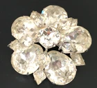 Vintage Brooch Pin SIGNED EISENBERG Clear Rhinestone Silver tone Jewelry lot x