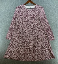 Old Navy Womens Sz Small Long Sleeve Jersey Knit Maroon & White Floral Dress