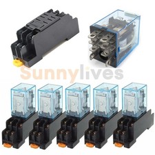 5pcs Relay LY2NJ DC12V Small Coil Power Relay 10A 8PIN Coil DPDT W/ Socket Base