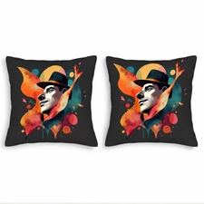Stylized Geometric Throw Pillow Covers 18x18in Set of 2 -Vibrant Abstract Design