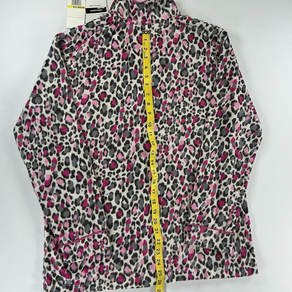 DKNY Women's Microfleece 2-Piece Pajama Set Gray, Pink, Cheetah Print, Size M - Image 4 of 4