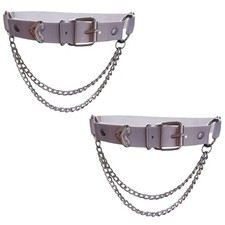 Heart Shaped Thigh Garter 2 Pieces Punk Leather Belts Leg Chains Adjustable