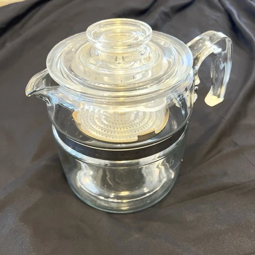 Vtg Pyrex Flameware Glass Coffee Pot Stovetop Percolator 7756-B 6 Cup Complete