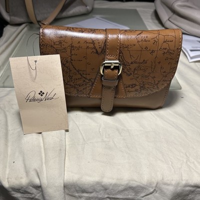 NWT Patricia Nash Torri Crossbody Signature Map Print Leather Riot Rust Bag
