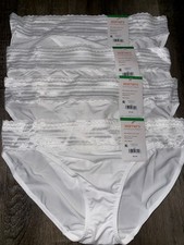 Warners  Womens Bikini Underwear Panties Polyester Blend 4-Pair White  L