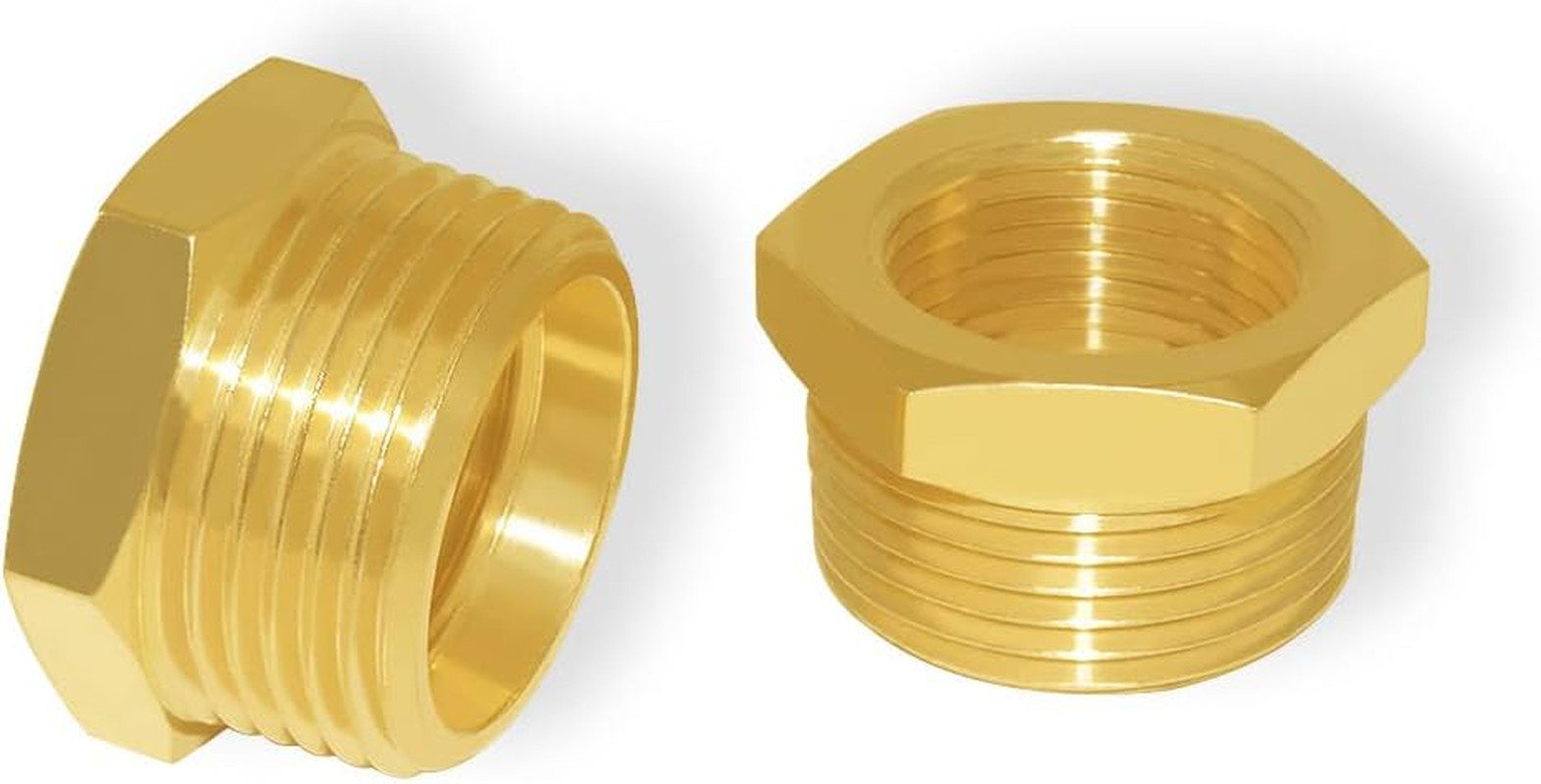 2PCS 1" NPT Male to 3/4" NPT Female Brass Reducer Hex Bushing Threaded Pipe Fitt