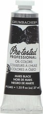 Grumbacher Pre-Tested Oil Paint, 37ml/1.25 Ounce, Mars Black P134G 