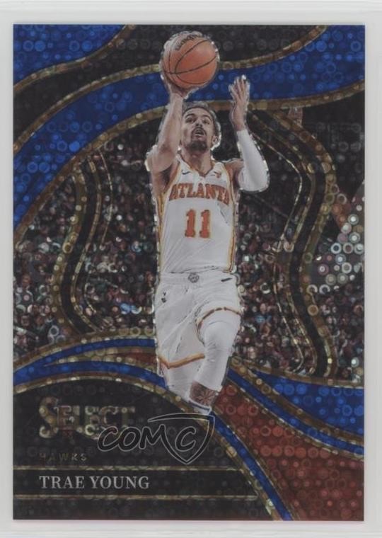 2023-24 Panini Select Courtside Blue Disco Prizm /25 Trae Young #243 hs9