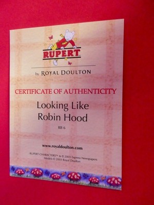 Doulton RUPERT BÄR. LOOKING LIKE ROBIN HOOD Zertifikat