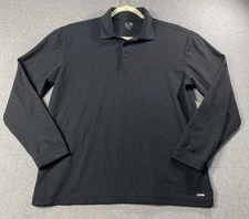 Champion Golf Men's Large Polo Long Sleeve Solid Black Duo Dry Poly M