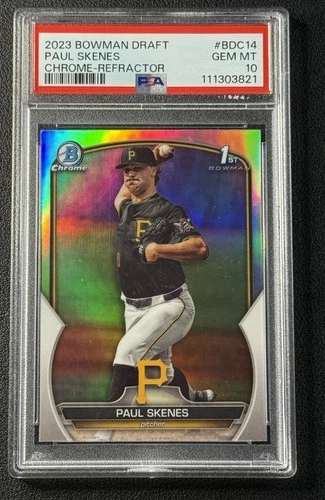 PAUL SKENES PSA 10 2023 BOWMAN CHROME DRAFT #BDC-14 REFRACTOR 1ST PROSPECT 3821