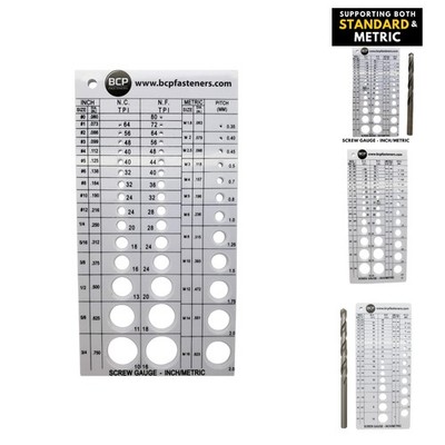 Screw Thread Gauge Metric SAE Plastic Fastener Drill & Tap Size Guide Bolt Check