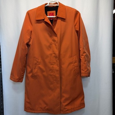 Esprit Outerwear Orange Button Front Trench Coat Women's XL Vintage