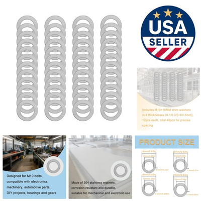 #ad #ad Durable 48 Piece M10 Shim Washer Set Flat Stainless Steel for Mechanical Use $45.99